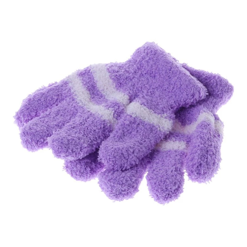 V563-1PR-KIDGLOVS-ASTD-167462-00 1 Pair Baby Gloves Warm Winter Full Finger Thermal Coral Fleece Kids Boys Girls - Image 1