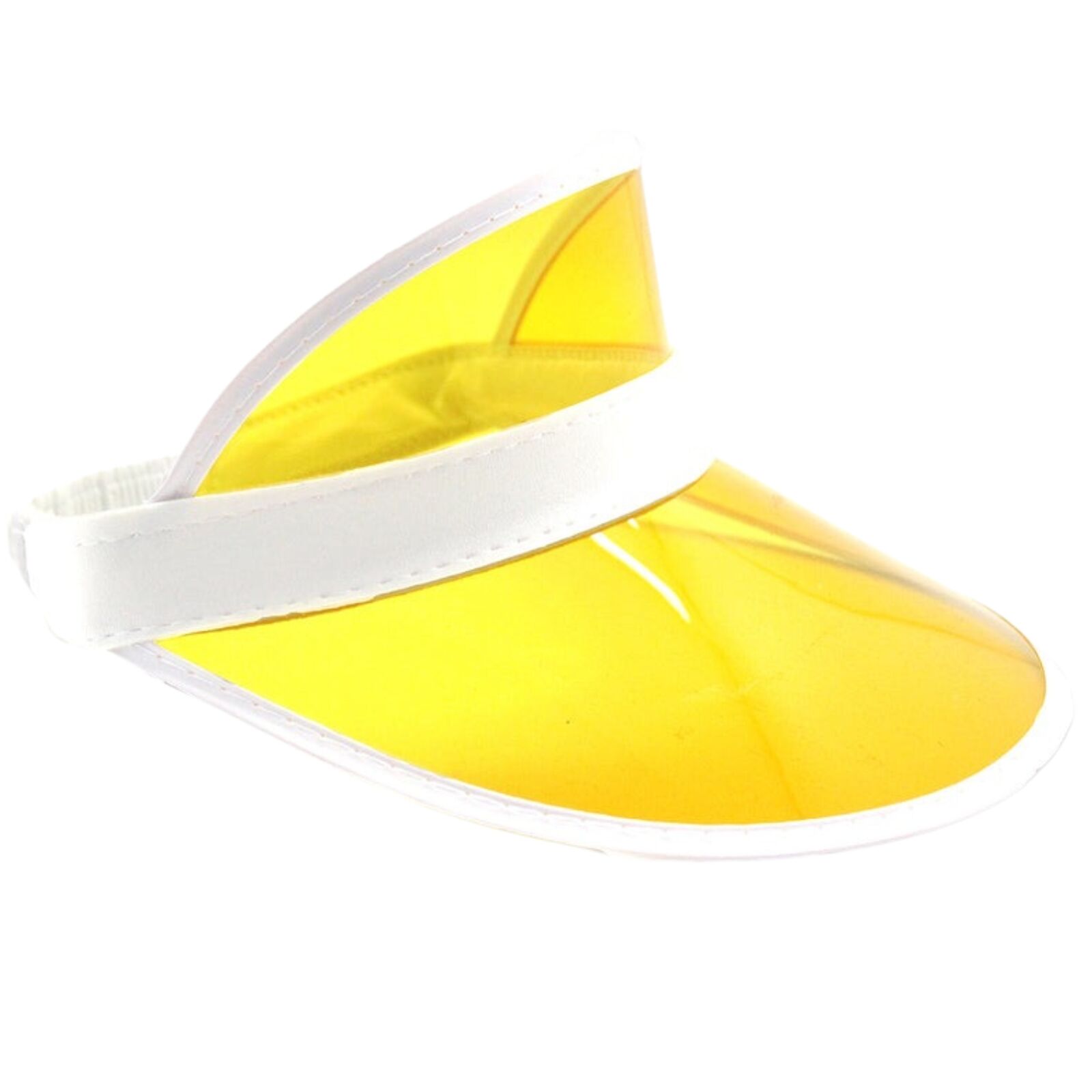 V563-21234-08-218191-00 Yellow Perspex Visor with White Rim – Retro 80s Rave Accessory, Adjustable Fit Australia Day - Image 1