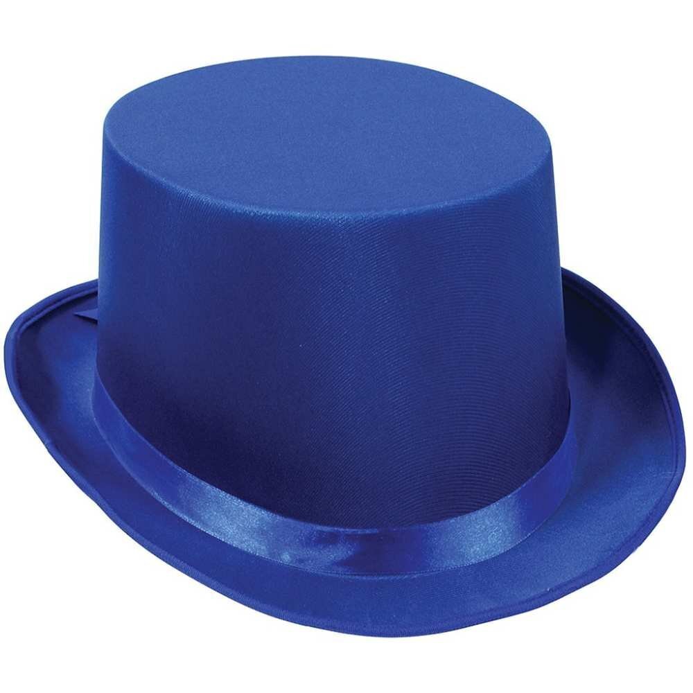 V563-21995-BLU-202503051520-00 SATIN TOP HAT Costume Party Cap Fancy Dress Trilby Fedora One Size - Blue - Image 1
