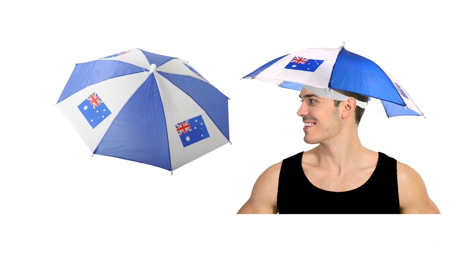 V563-22209-184662-00 AUSTRALIA UMBRELLA HAT Rain Novelty Cap Costume Outdoor Camping Beach Fishing - Image 1