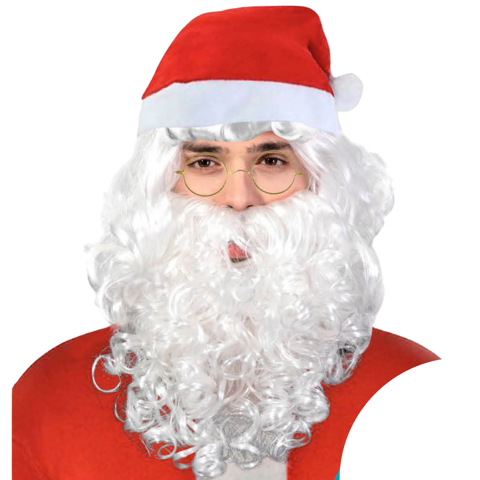 V563-22707-SANTAWIGHATBD-184731-00 Adult Mens Santa Wig Hat Beard Set Christmas Claus Xmas Costume Party - Image 1
