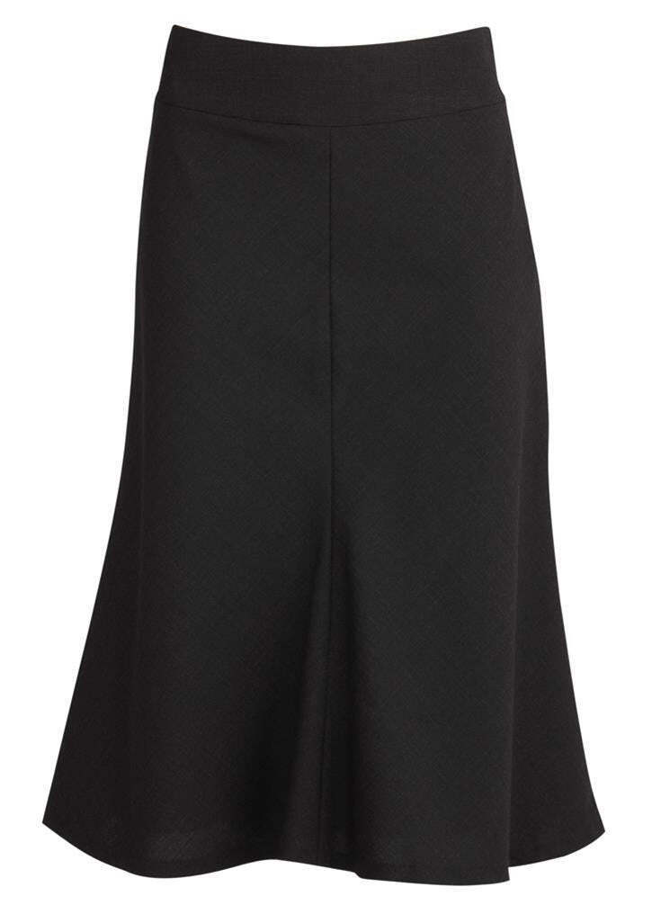 V563-24013-BLACK-26-202503051950-00 Womens Fluted 3/4 Length Below Knee Skirt Work Business - Black - 26 - Image 1