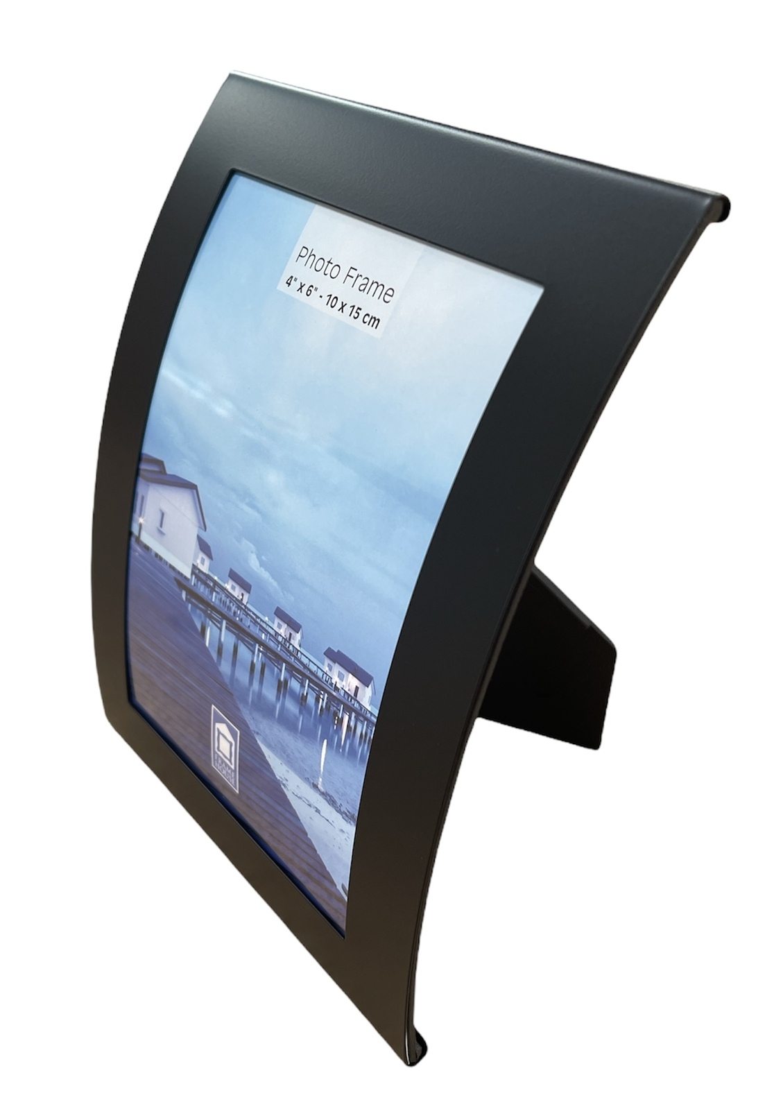 V563-31_771-173152-00 Curve Picture Photo Frame Curved Aluminium Portrait 10cm x 15cm (4"x6") - Black - Image 1