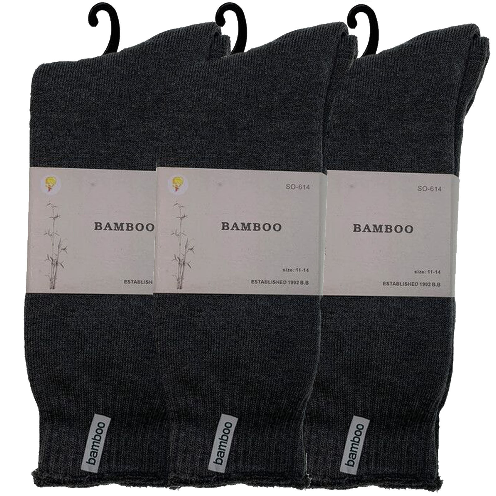 V563-3BBSOX-CHRCLGRY-SIZE7-11-202502270905-00 3 Pairs PREMIUM BAMBOO SOCKS Mens Heavy Duty Thick Work Socks BULK Cushion - Charcoal Grey - 7-11 - Image 1
