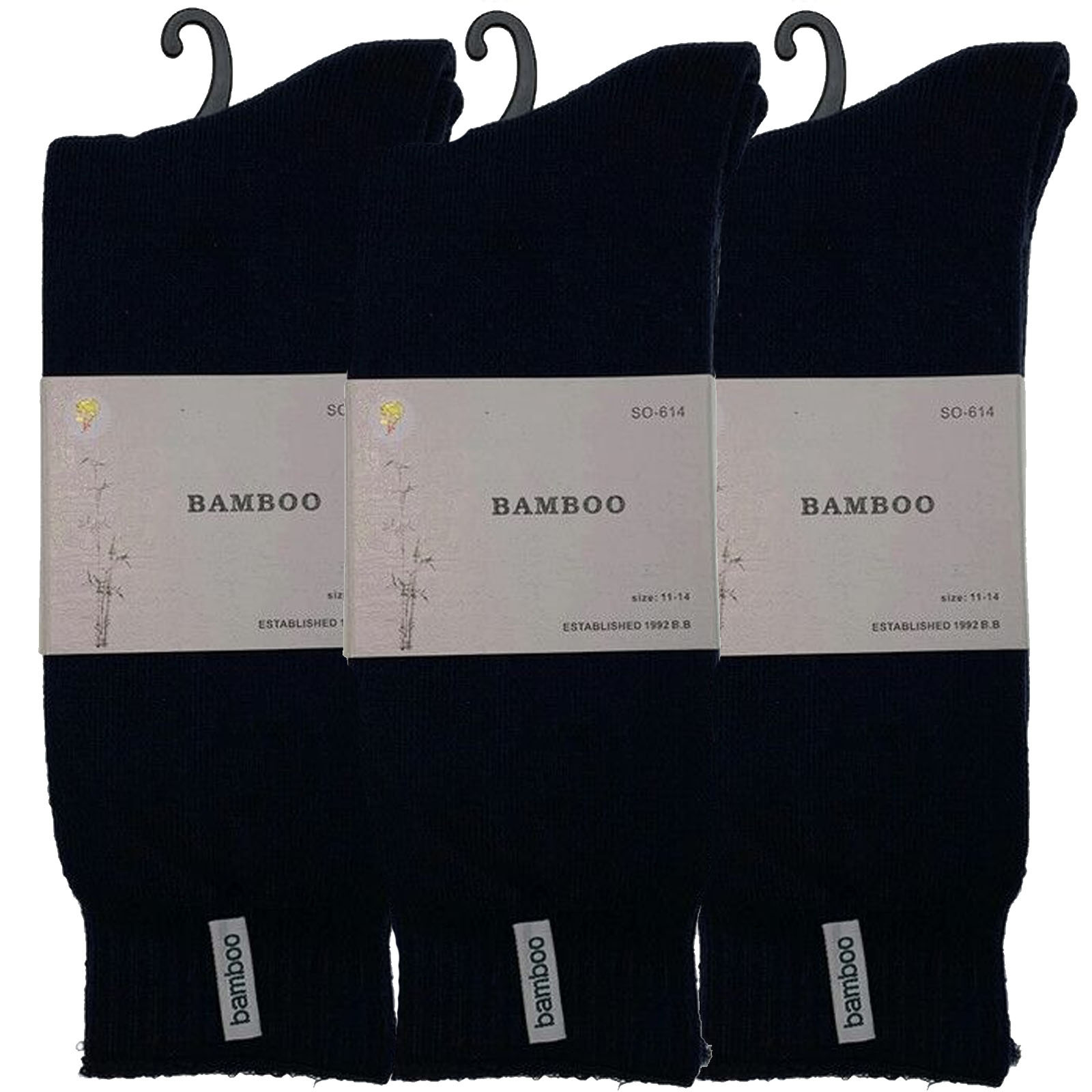 V563-3BBSOX-NVYBLU-SIZE11-14-202502270905-00 3 Pairs PREMIUM BAMBOO SOCKS Mens Heavy Duty Thick Work Socks BULK Cushion - Navy Blue - 11-14 - Image 1