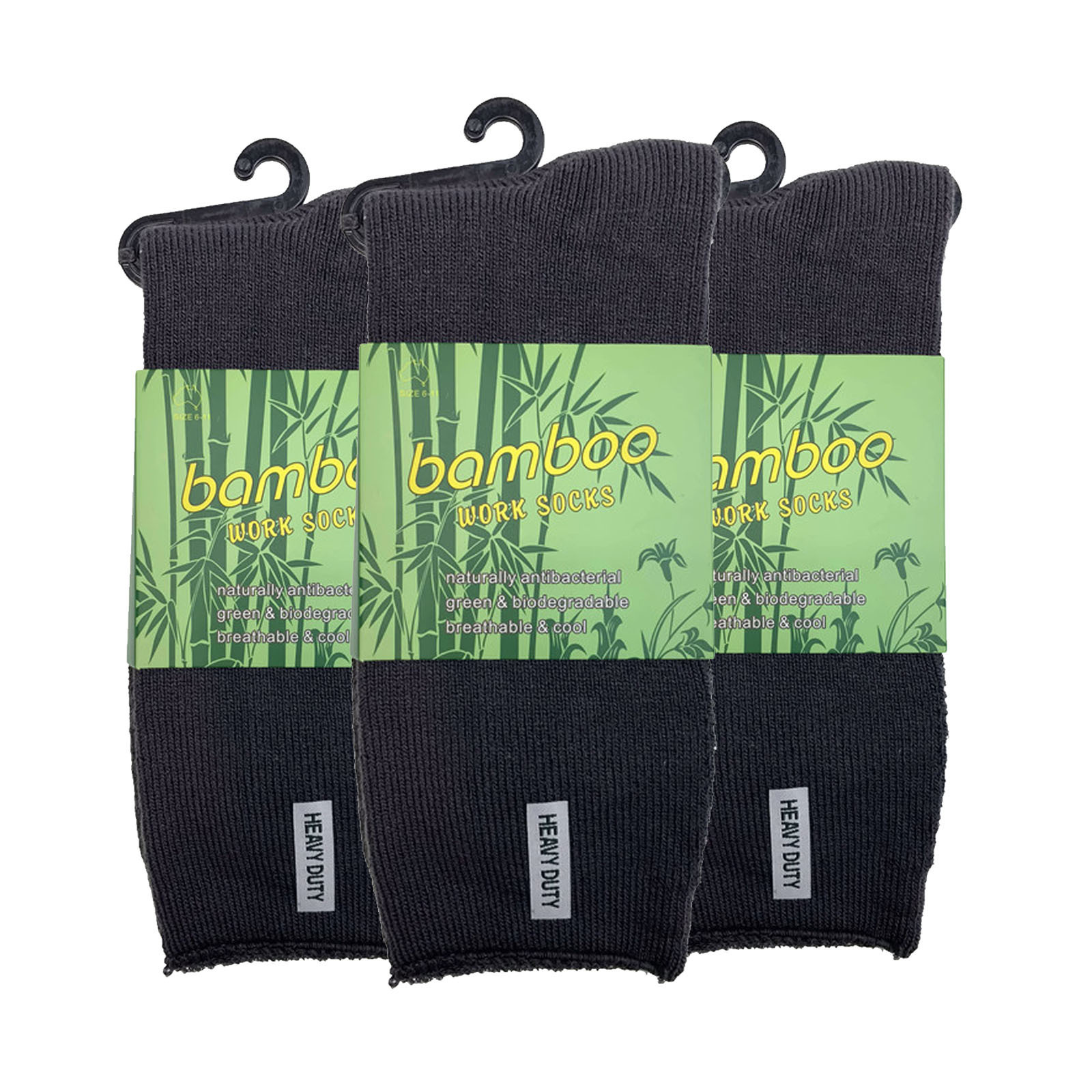 V563-3BSOX-CHRCLGRY-SIZE6-11-202503030915-00 3 Pairs PREMIUM BAMBOO SOCKS Mens Heavy Duty Thick Work Socks Cushion BULK - Charcoal Grey - 6-11 - Image 1