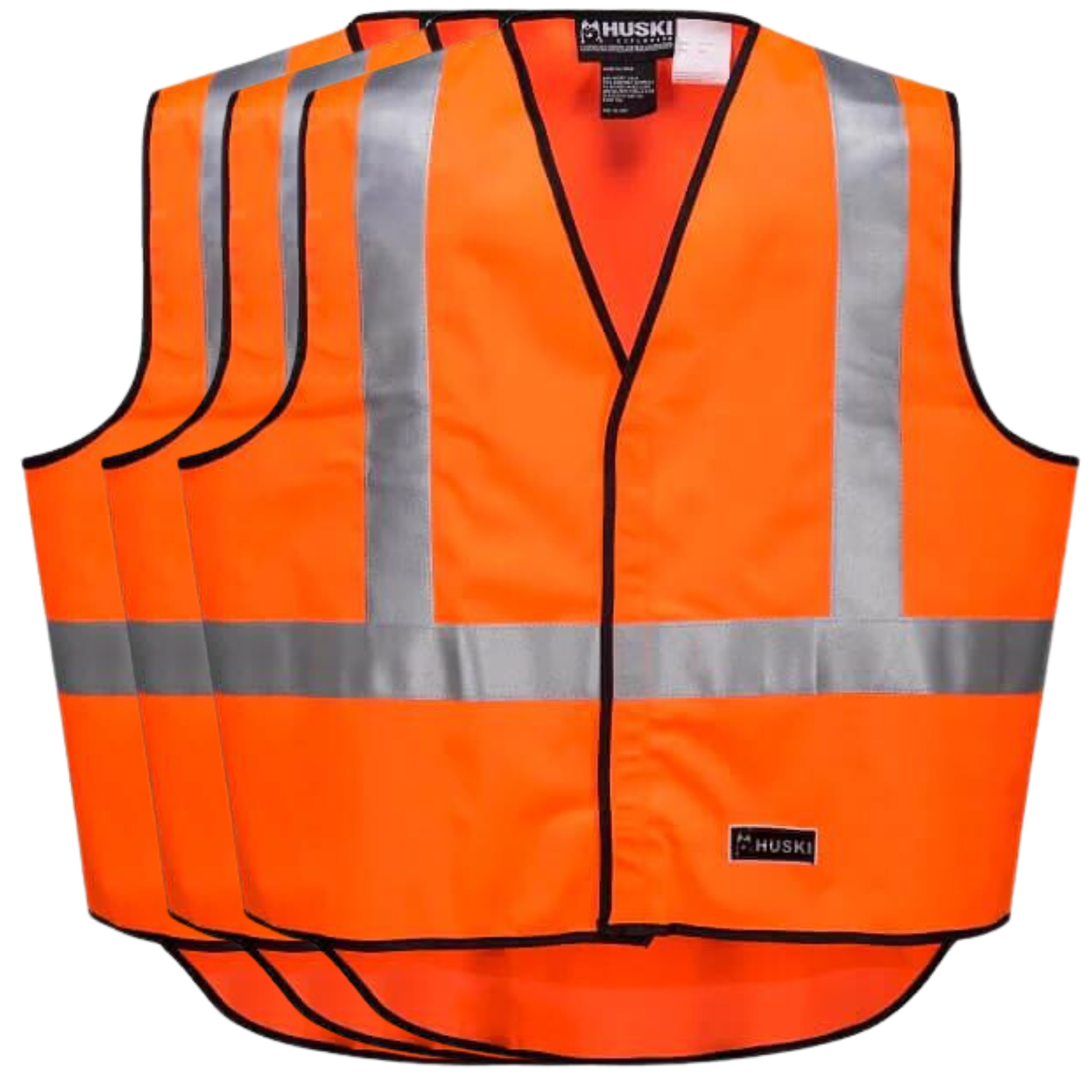V563-3HUSKIVEST-ORANGE-XXL-202503051940-00 3x HUSKI Hi Vis Patrol Vest 3M Tape Safety Workwear High Visibility Bulk - Orange - XXL - Image 1
