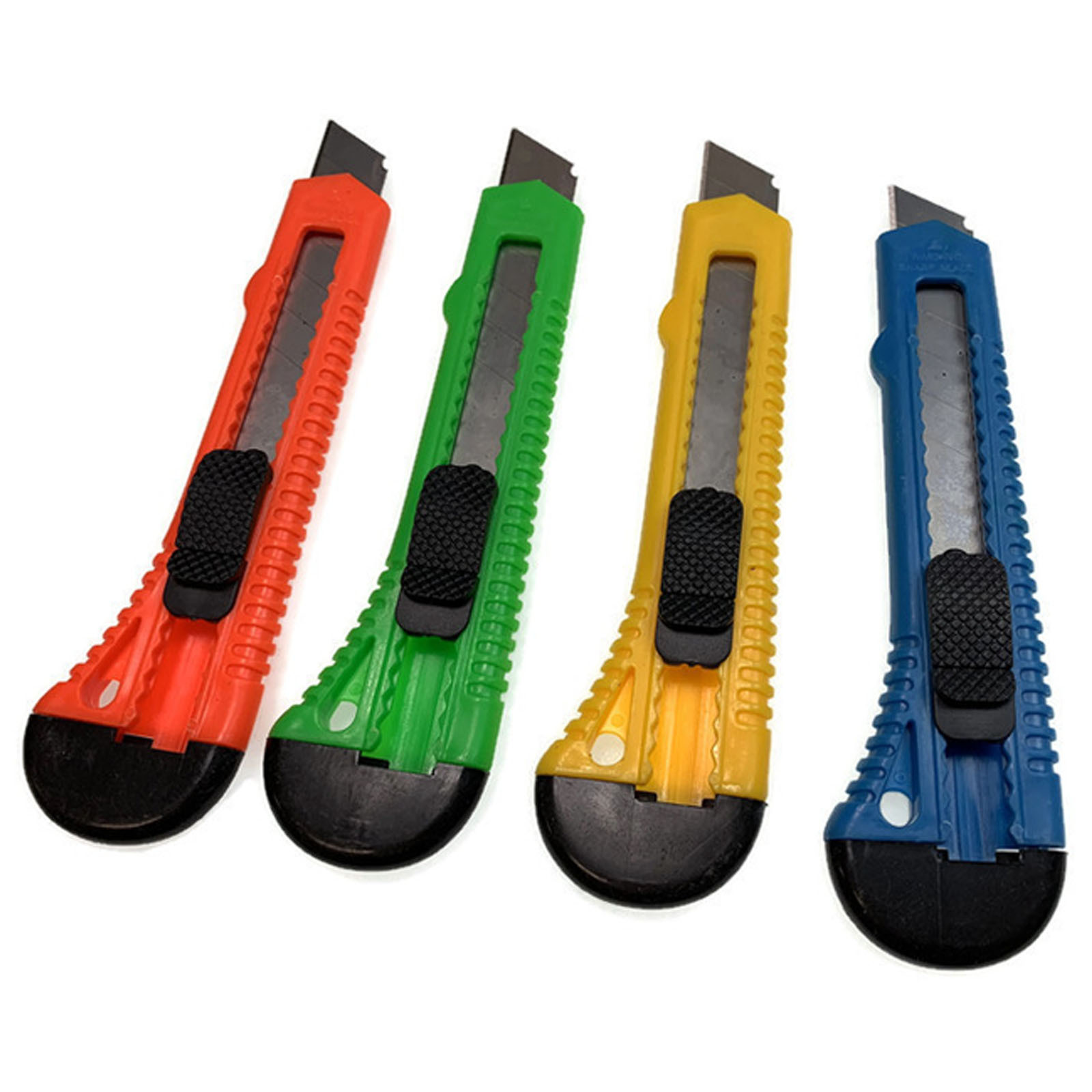 V563-4BOXCUTTERS-184397-00 4pcs BOX CUTTER Knife Retractable Blade Utility Razor Durable Opener 10.8mm - Image 1