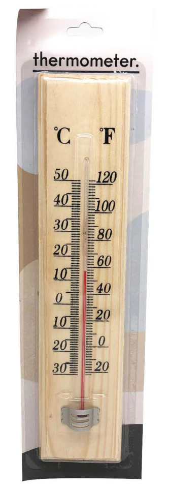 V563-59013-184832-00 27cm Wooden Thermometer Indoor Outdoor Glass Wall Hanging Room Sensor Jumbo - Image 1
