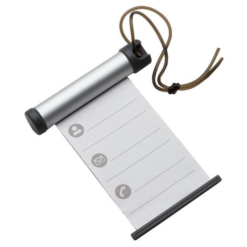 V563-66_788-6PCS-173184-00 6x Funky Luggage Cylinder Tag Rollout Label for Address Details - Silver/Grey - Image 1