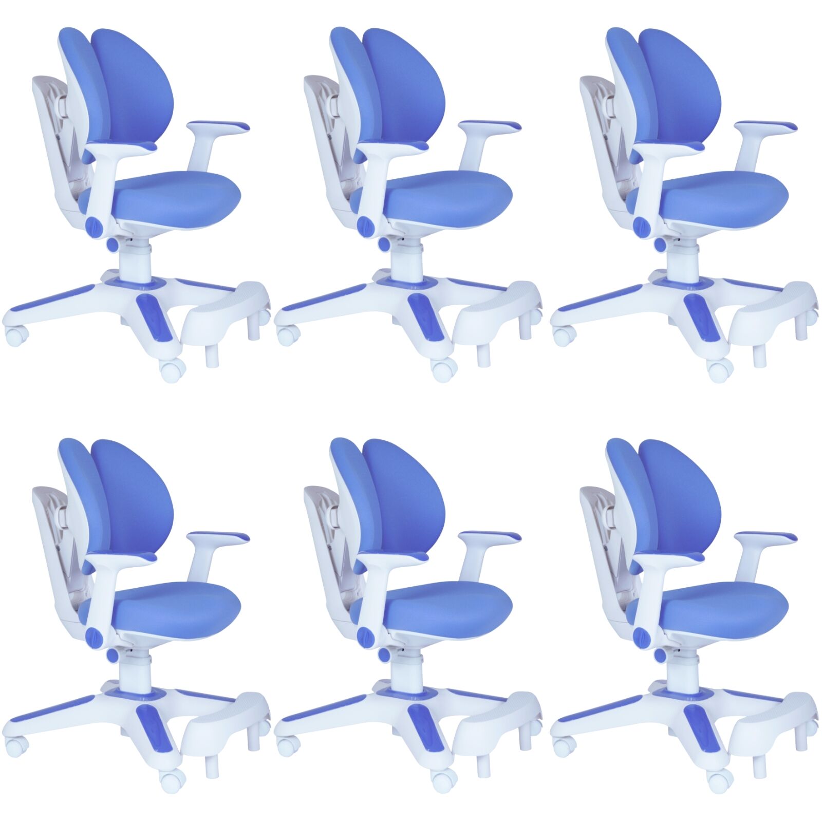 V563-68303_6X-202505071430-00 Ergonomic Children Kids Study Chair Set of 6 Height Adjustable - Blue - Image 1