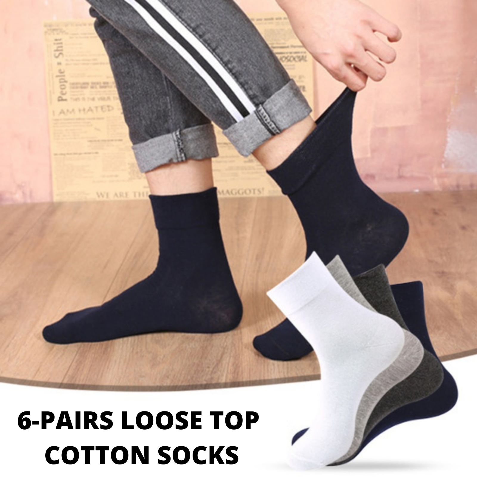 V563-6COTTONLTSOX-CHRCL6-11-202503051835-00 6x Pair COTTON Rich LOOSE TOP SOCKS Dress Medical Circulation Diabetic Comfort - - - Image 1
