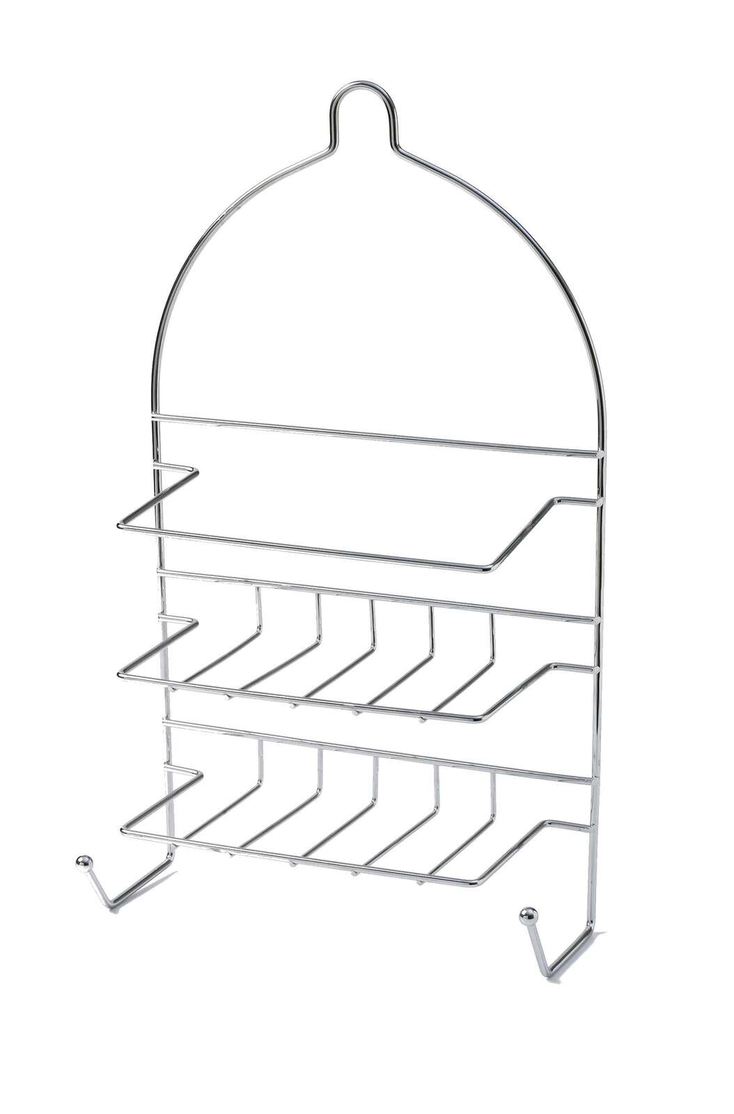 V563-6GT004CHRCAD-12PCS-197267-00 12x 2-Tier Shower Caddy Bath Rack Chrome Hanging Hook Basket 25 x 10 x 43cm - Silver - Image 1