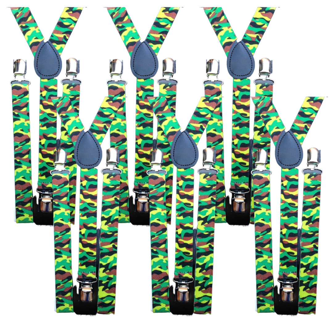 V563-6SLIMSUSPENDERS-ARMYCAMO2-202503061030-00 6x Mens Suspenders Braces Adjustable Strong Clip On Elastic Formal Wedding BULK - Army Camouflage 2 - Image 1