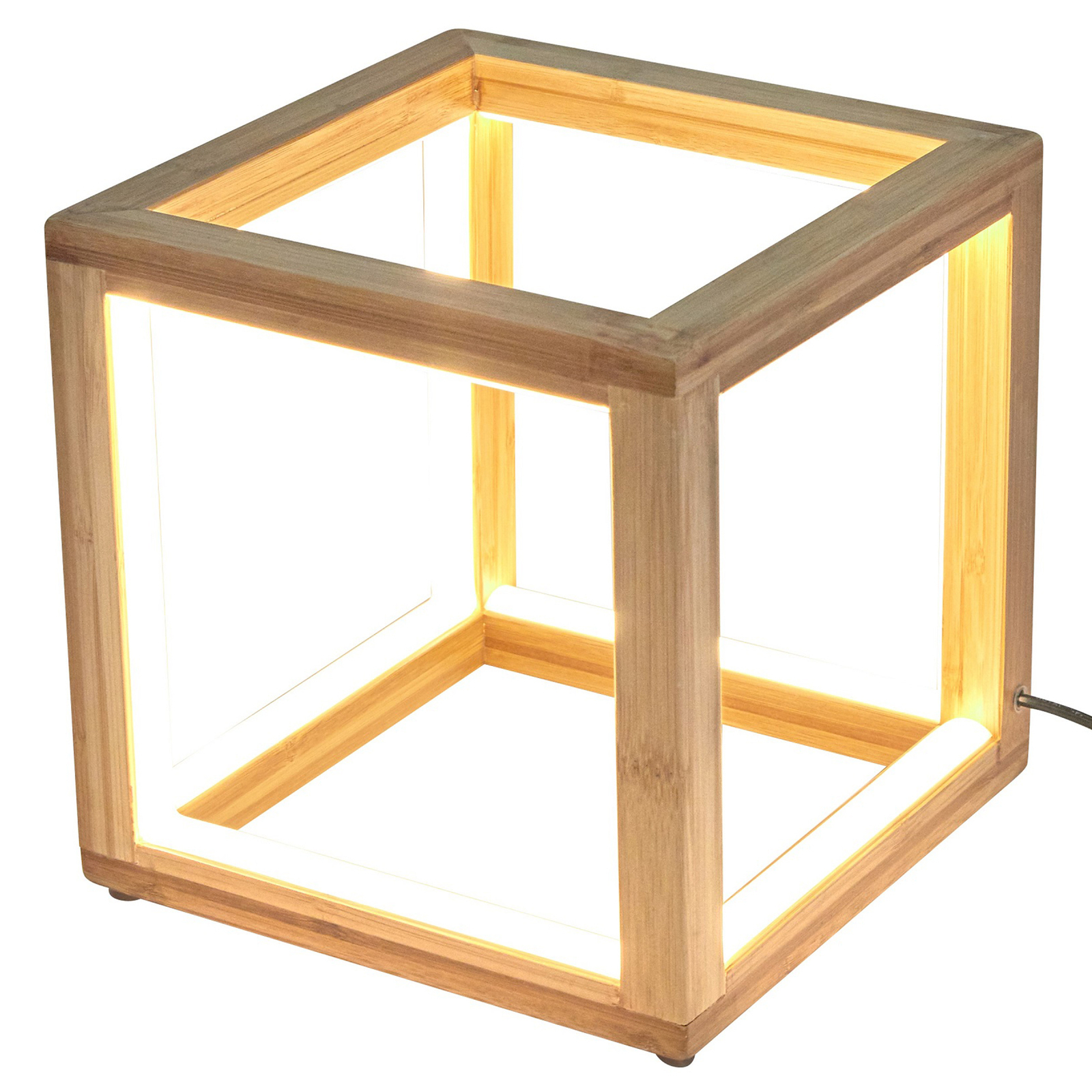 V563-75160-174134-00 Bamboo Cube LED Lamp Modern Light Minimalistic Scandi - Natural - Image 1