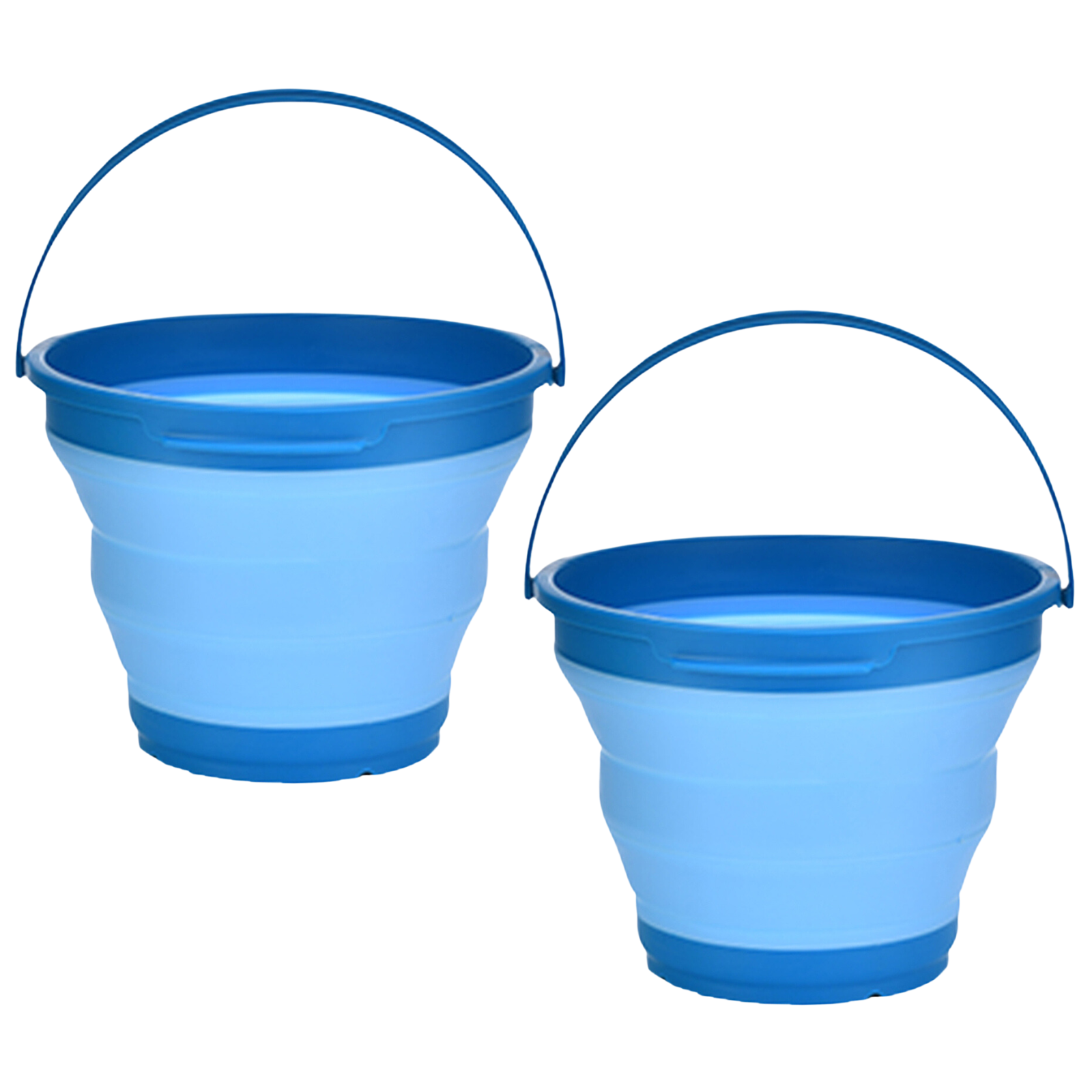 V563-75192-BLUE-2X-174499-00 2x 7L Foldable Collapsible Silicone Bucket for Home/Hiking/Camping/Fishing -Blue - Image 1