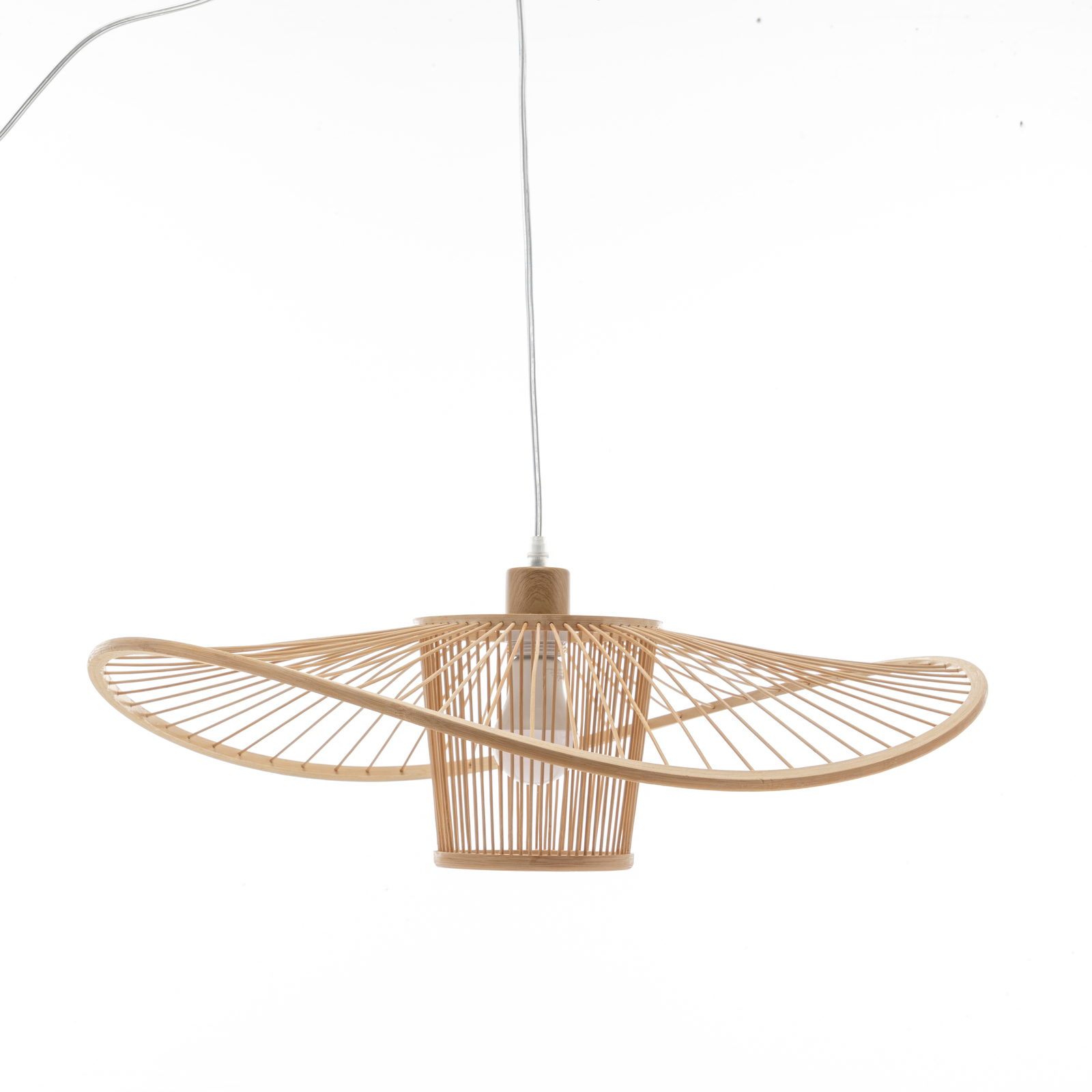 V563-75231-202503051425-00 Elysian Breeze Natural Hand-Woven Bamboo Wide Brim Pendant Lamp - Image 1