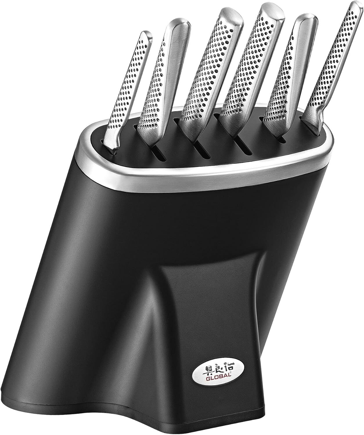 V563-79599-202506031253-00 Global Zeitaku 7-Piece Japanese Knife Block Set Made in Japan in Black - Image 1