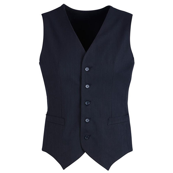 V563-90111-NAVY-97-202503052250-00 Mens Peaked Vest Waistcoat w/ Knitted Back Suit Formal Wedding Dress Up - Navy - 97 - Image 1