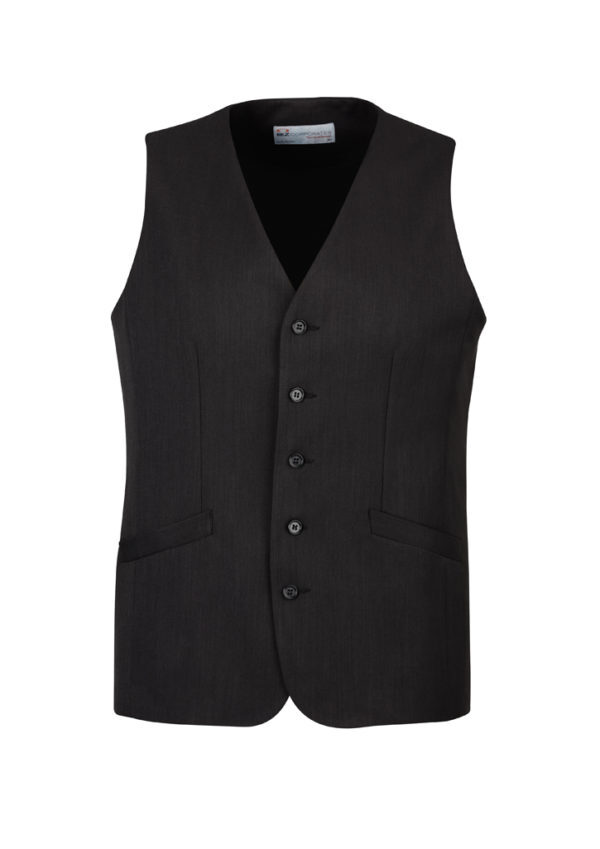 V563-90112-CHARCL-97-202503051635-00 Mens Bamboo Blend Longline Vest Waistcoat w/ Stretch Business Forrnal Dress - Charcoal - 97 - Image 1