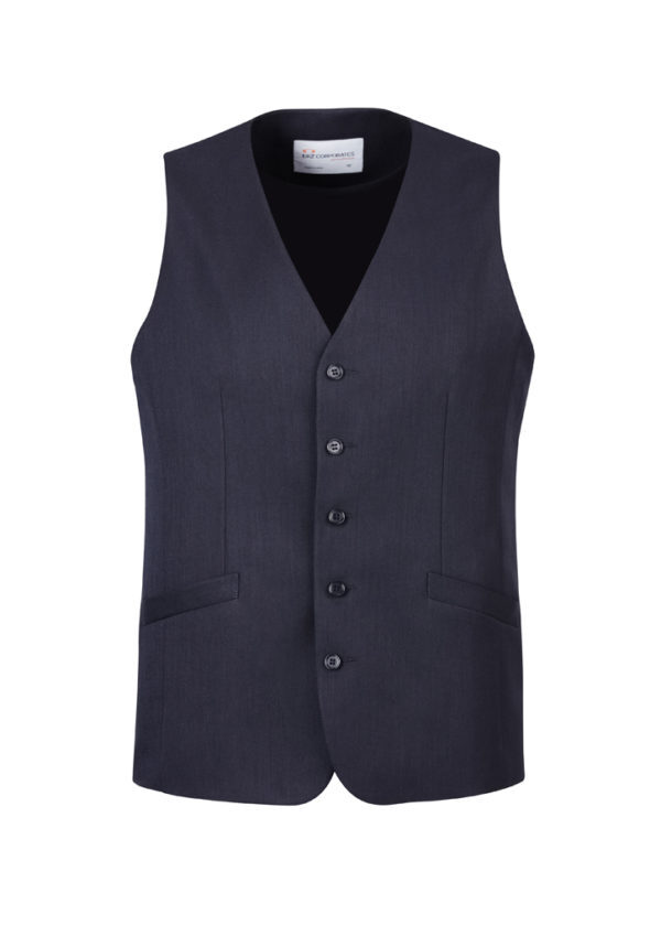 V563-90112-NAVY-122-202503051625-00 Mens Bamboo Blend Longline Vest Waistcoat w/ Stretch Business Forrnal Dress - Navy - 122 - Image 1