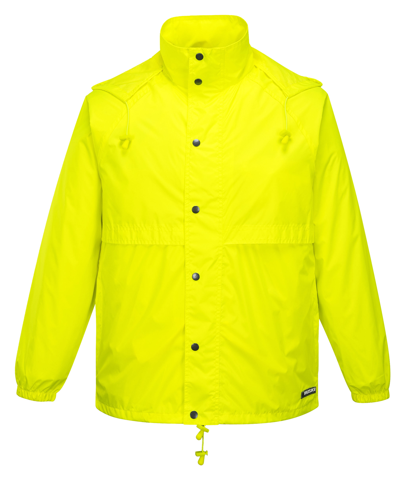 V563-918032-STRATUS-YLWFLU-XXL-202503051620-00 HUSKI STRATUS RAIN JACKET Waterproof Workwear Concealed Hood Windproof Packable - Yellow Fluro - XXL - Image 1