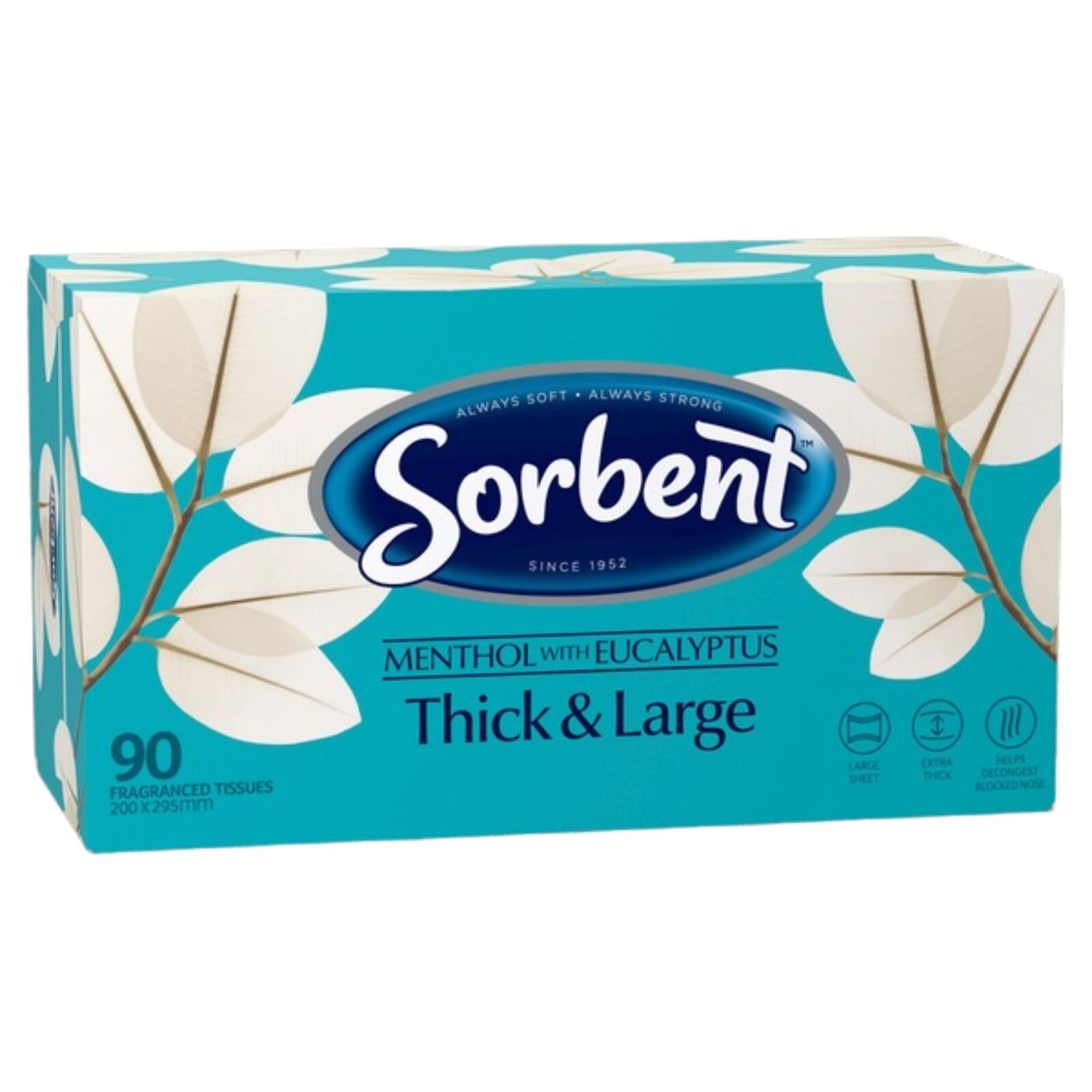 V563-9310004151747-202503200936-00 Sorbent Facial Tissues Thick & Large Menthol Fragranced - 90-Pack - Image 1
