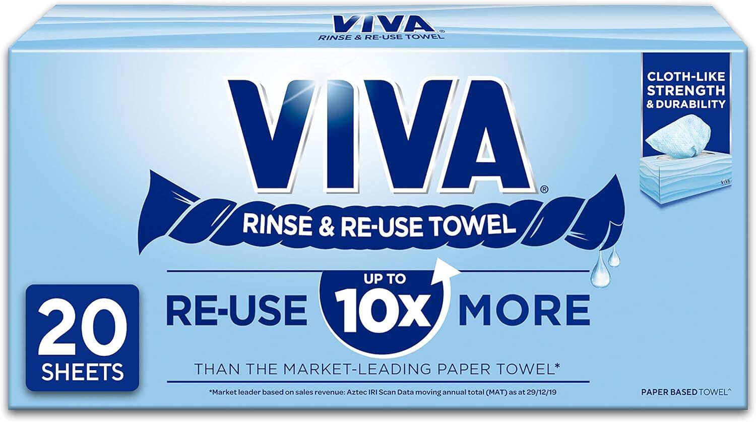 V563-9310088013849-202506241241-00 Viva Paper Towel Rinse & Re-Use Towel Reusable 20 Sheets - Image 1