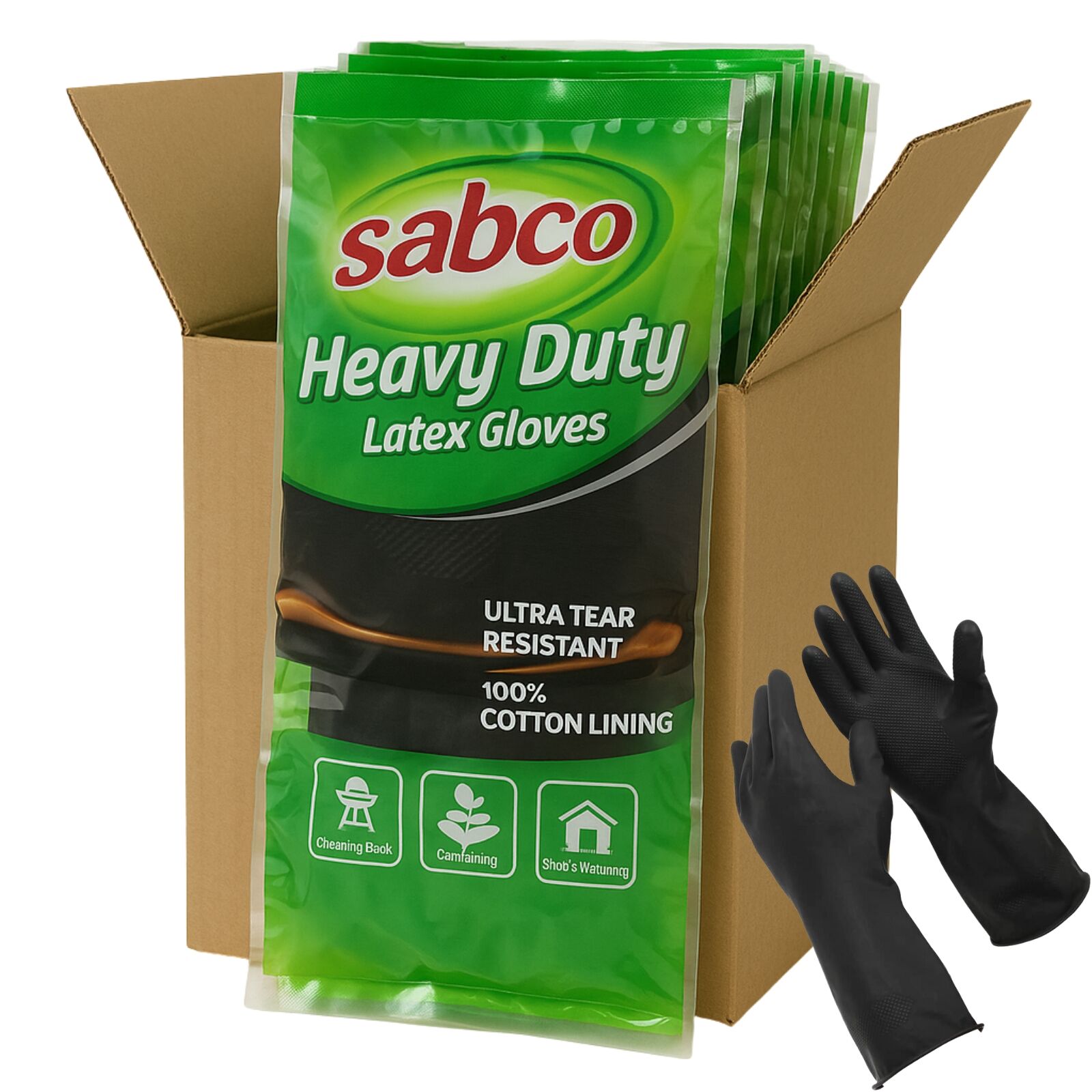 V563-9310205800567-96PCS-202505071421-00 96 Pairs Sabco Heavy Duty Latex Gloves w/ Cotton Lining - Large Size Bulk (1 Carton) - Image 1