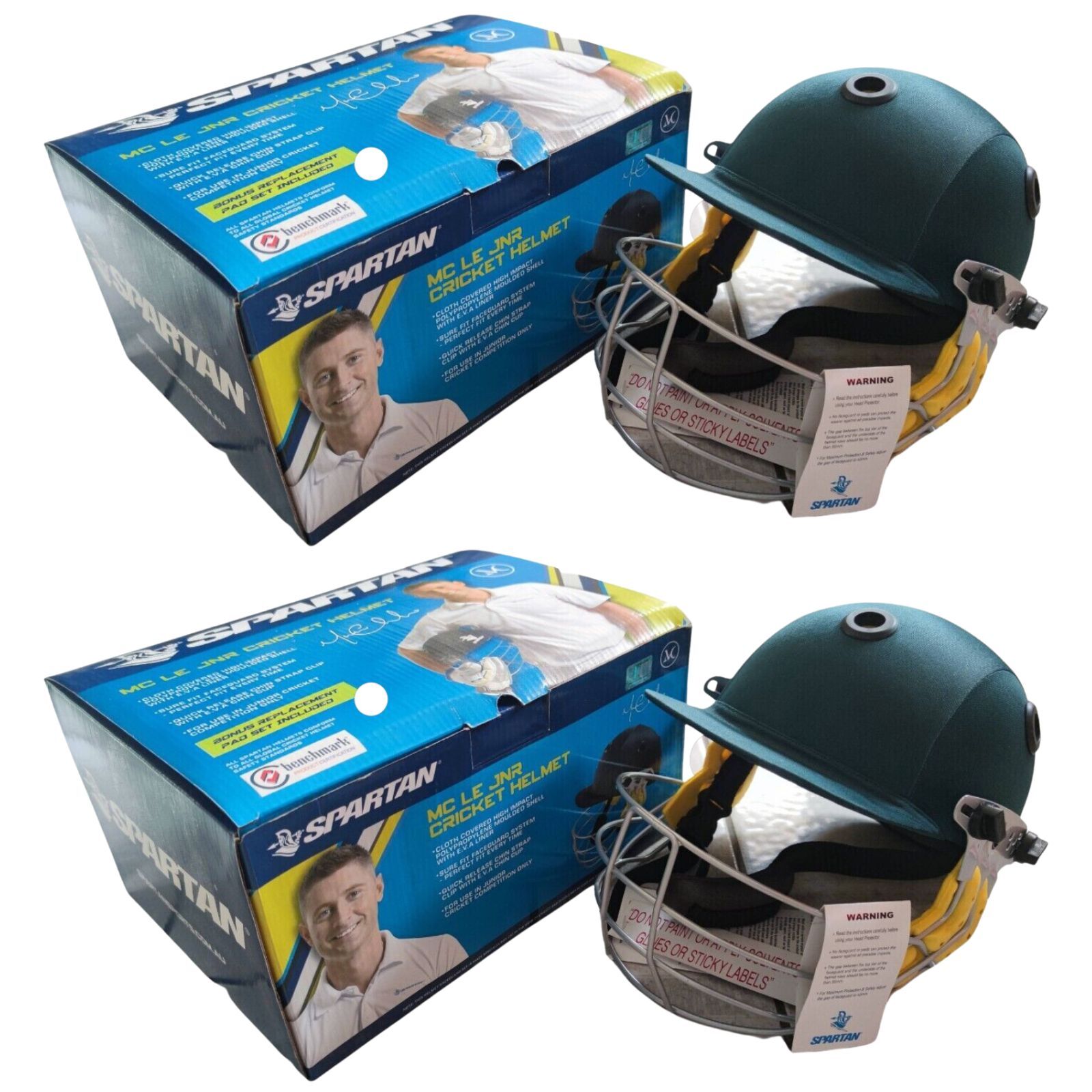 V563-9332921073650_2X-167466-00 2x Spartan MC LE Jnr Junior Cricket Helmet Youth - Medium Size - Green - Image 1