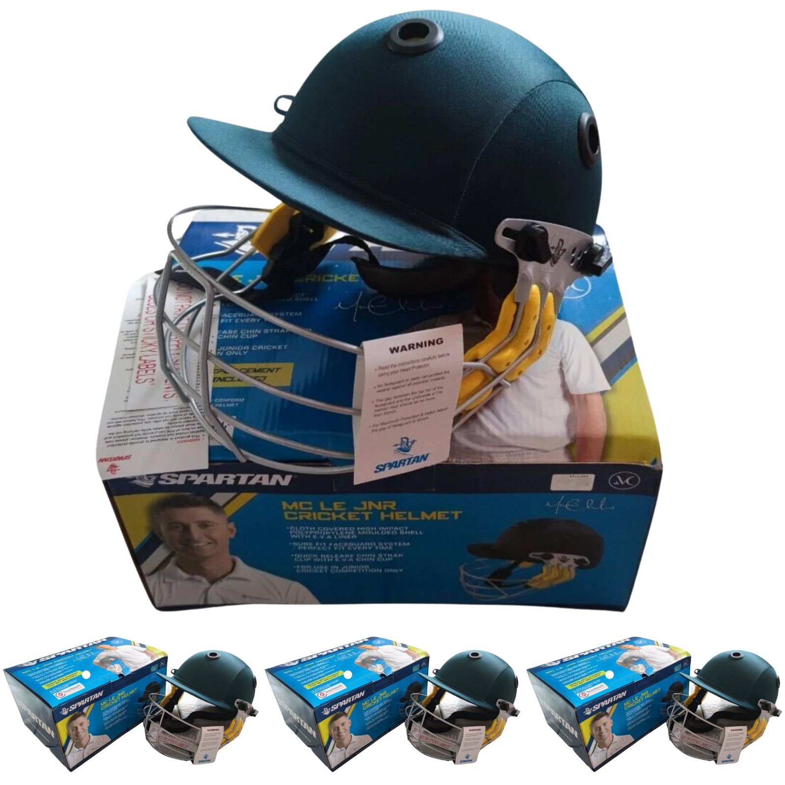 V563-9332921073650_4X-202503051426-00 4x Spartan MC LE Jnr Junior Cricket Helmet Youth - Medium Size - Green - Image 1