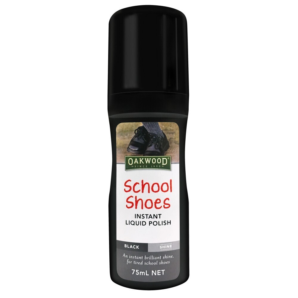 V563-9337198002266-202503120952-00 Oakwood 75ml School Shoes Instant Liquid Polish - Black Shine - Image 1