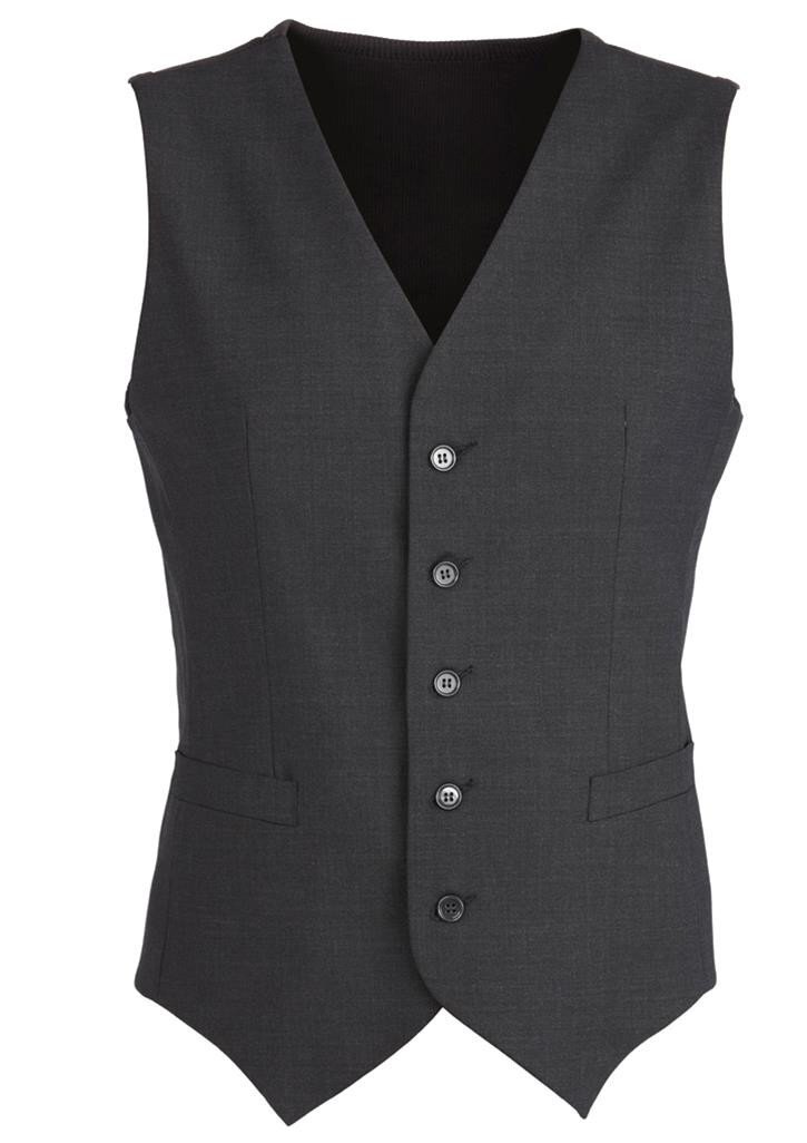 V563-94011-CHARCL-97-202503051542-00 Mens Wool Blend Vest w/ Knitted Back Waistcoat Sleeveless Wool Blend - Charcoal - 97 - Image 1
