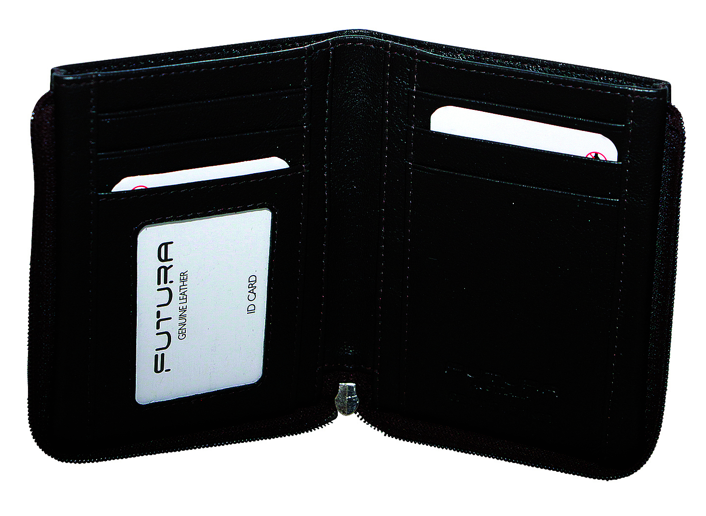 V563-A2027L-BLACK-161224-00 Futura RFID Leather Zip Around Wallet - Black - Image 1