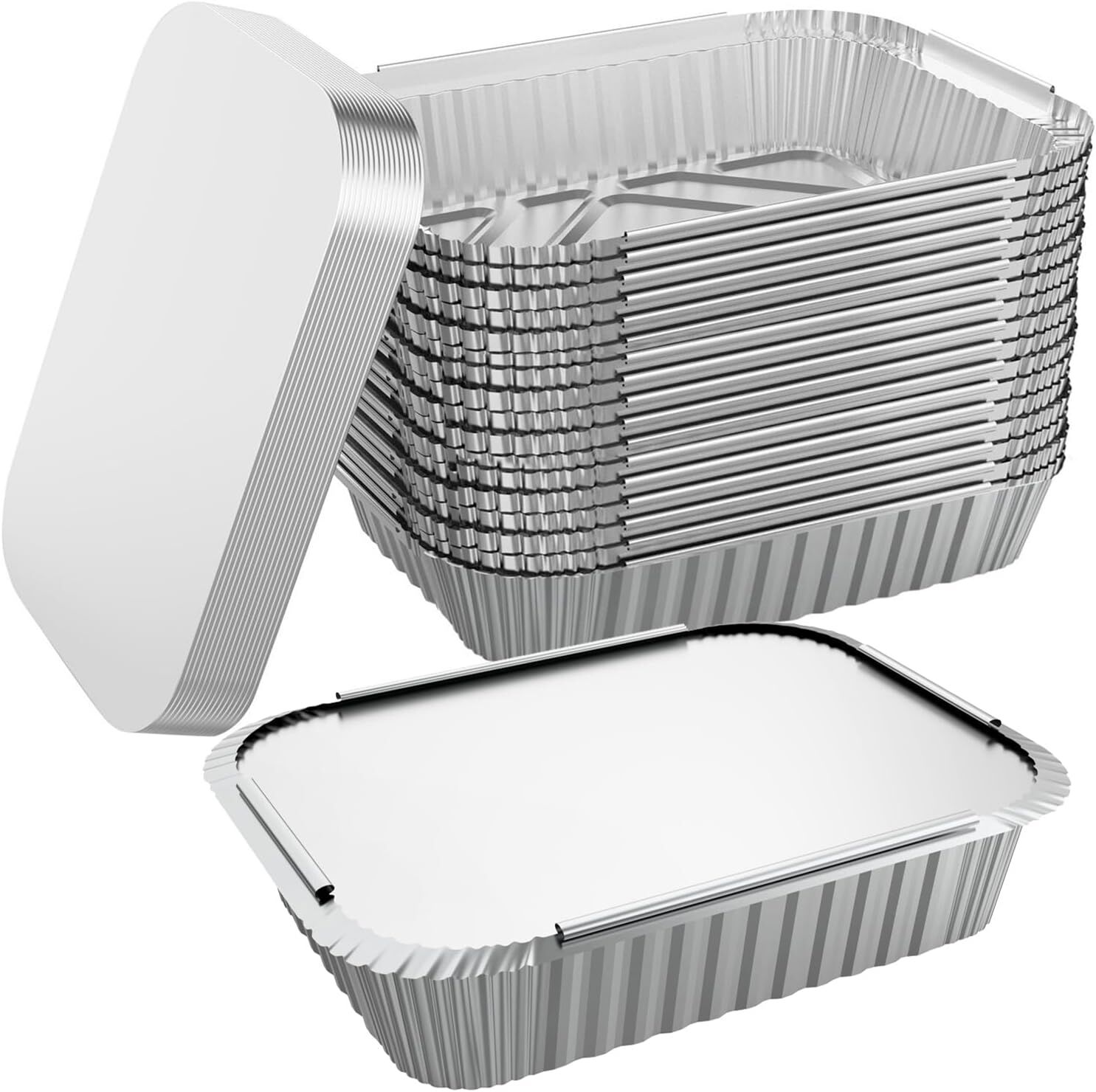 V563-AF1412-10L-24PK-202506020816-00 240x Aluminium Disposable Foil Food Container Trays Pans w/ Lids Covers Bulk 14cm*12cm*4.5cm - Image 1