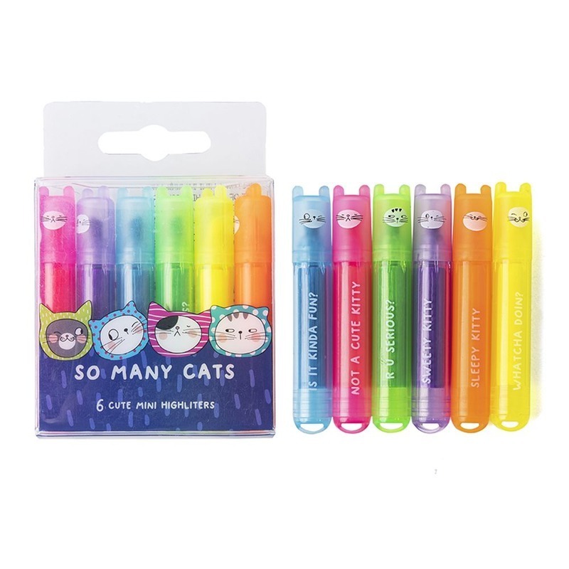 V563-AHM22574-1PC-197225-00 6pcs So Many Cats Cute Scented Mini Highlighter Pens - Image 1