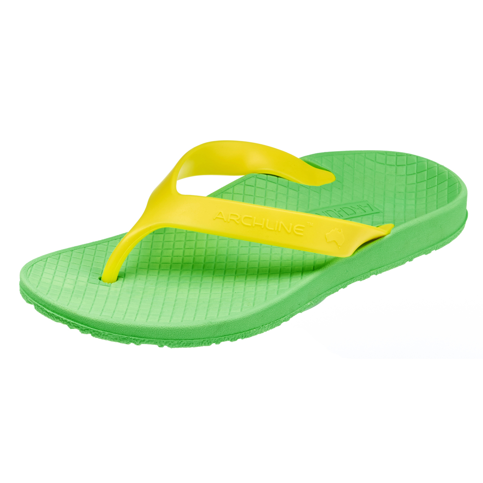 V563-ARCHLINE-THNGS-GRN-GD-35-202507251155-00 ARCHLINE Orthotic Thongs Arch Support Shoes Footwear Flip Flops Orthopedic - Green/Gold - EUR 35 - Image 1