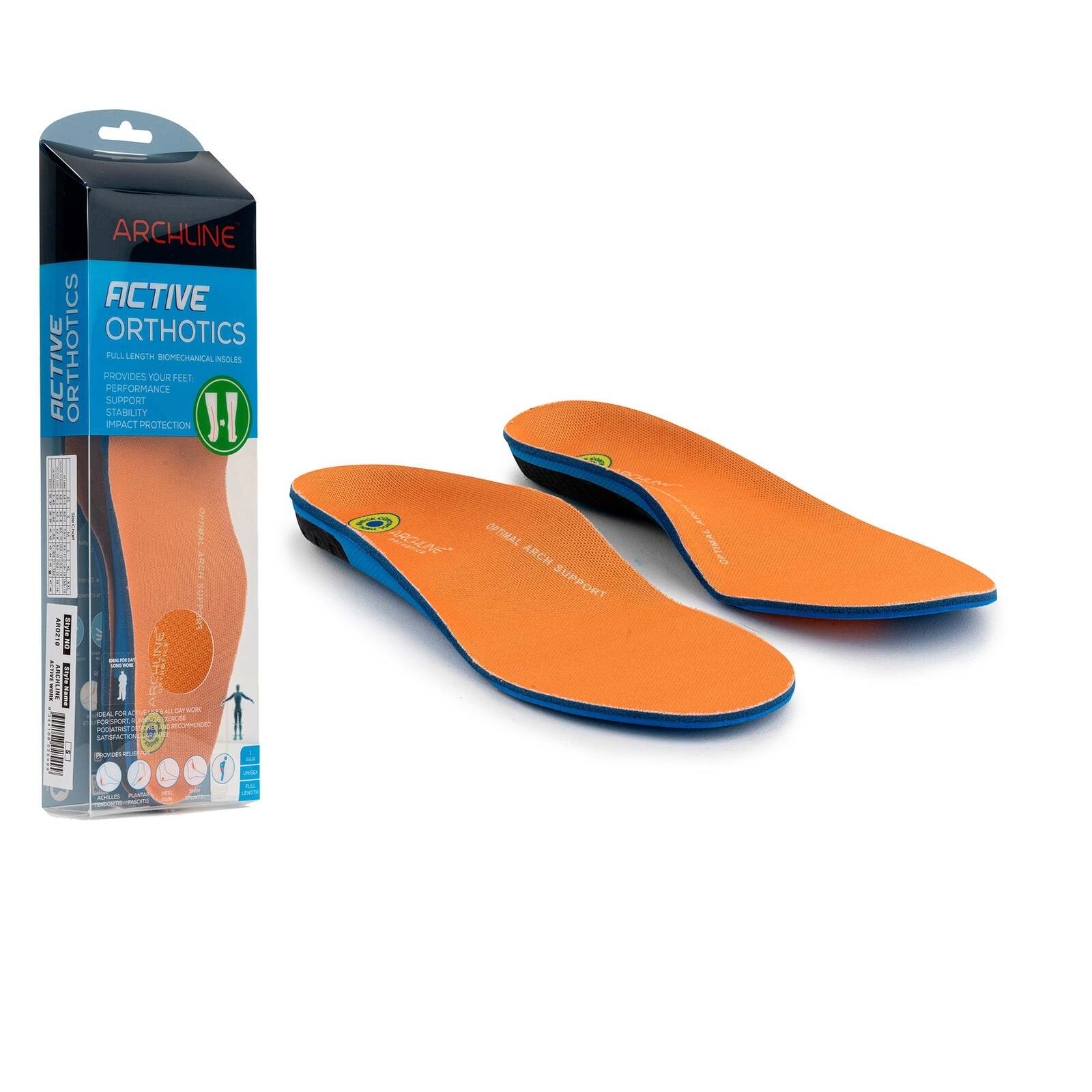 V563-ARO210-M-202502271227-00 Archline Active Orthotics Full Length Arch Support Pain Relief Insoles - For Work - M (EU 40-42) - Image 1