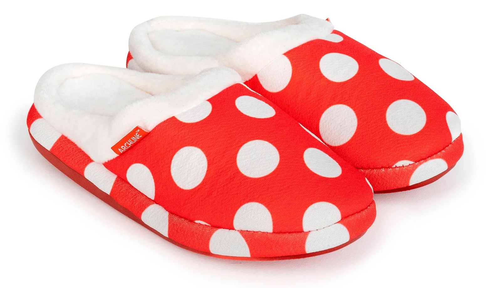 V563-AS402-41-202503051905-00 ARCHLINE Orthotic Slippers Slip On Scuffs Pain Relief Moccasins - Red Polka Dot - EUR 41 (Womens US 10) - Image 1
