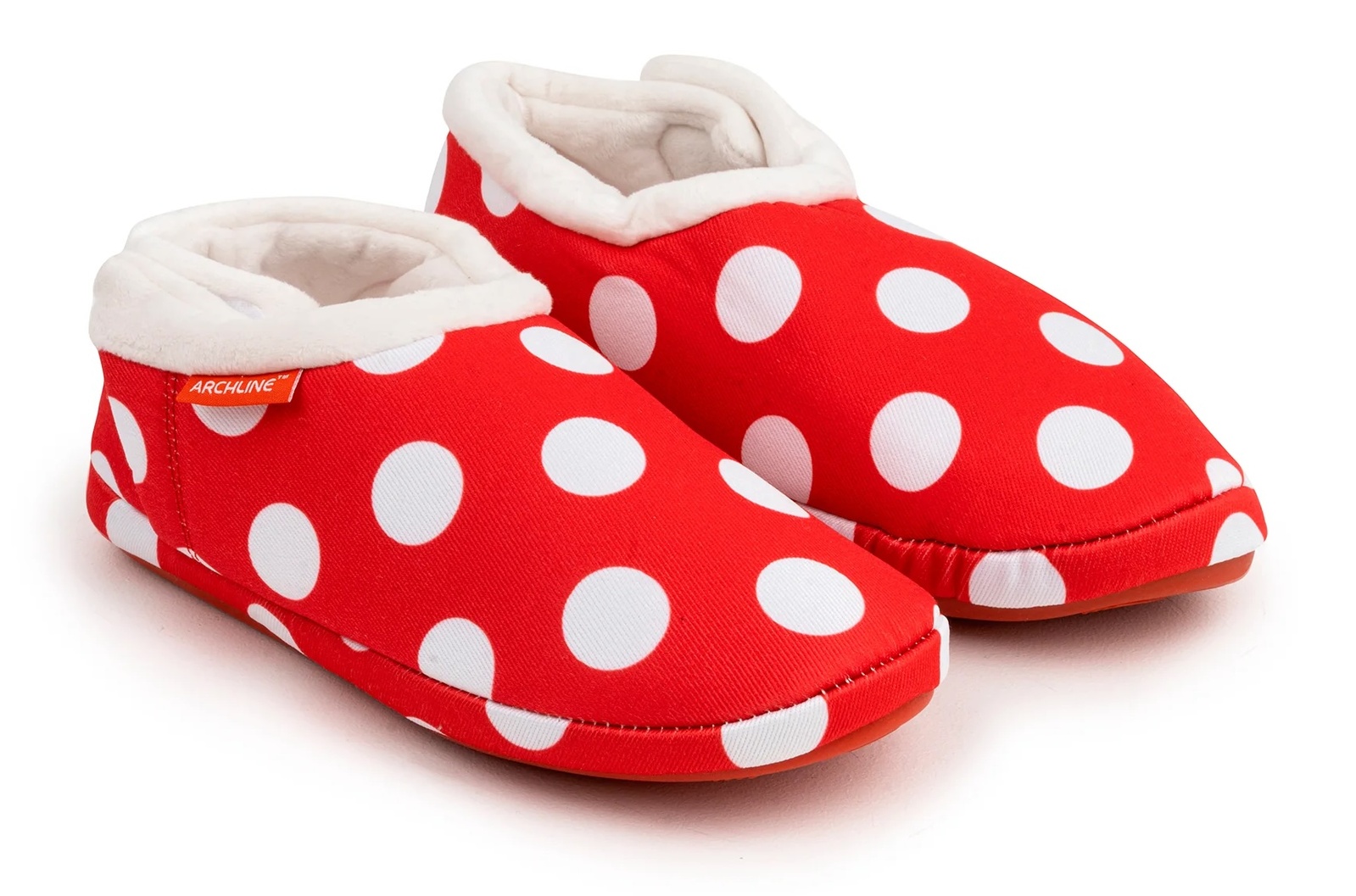 V563-AS501-43-202503051420-00 ARCHLINE Orthotic Slippers CLOSED Back Scuffs Moccasins Pain Relief - Red Polka Dots - EUR 43 (Womens 12 US) - Image 1