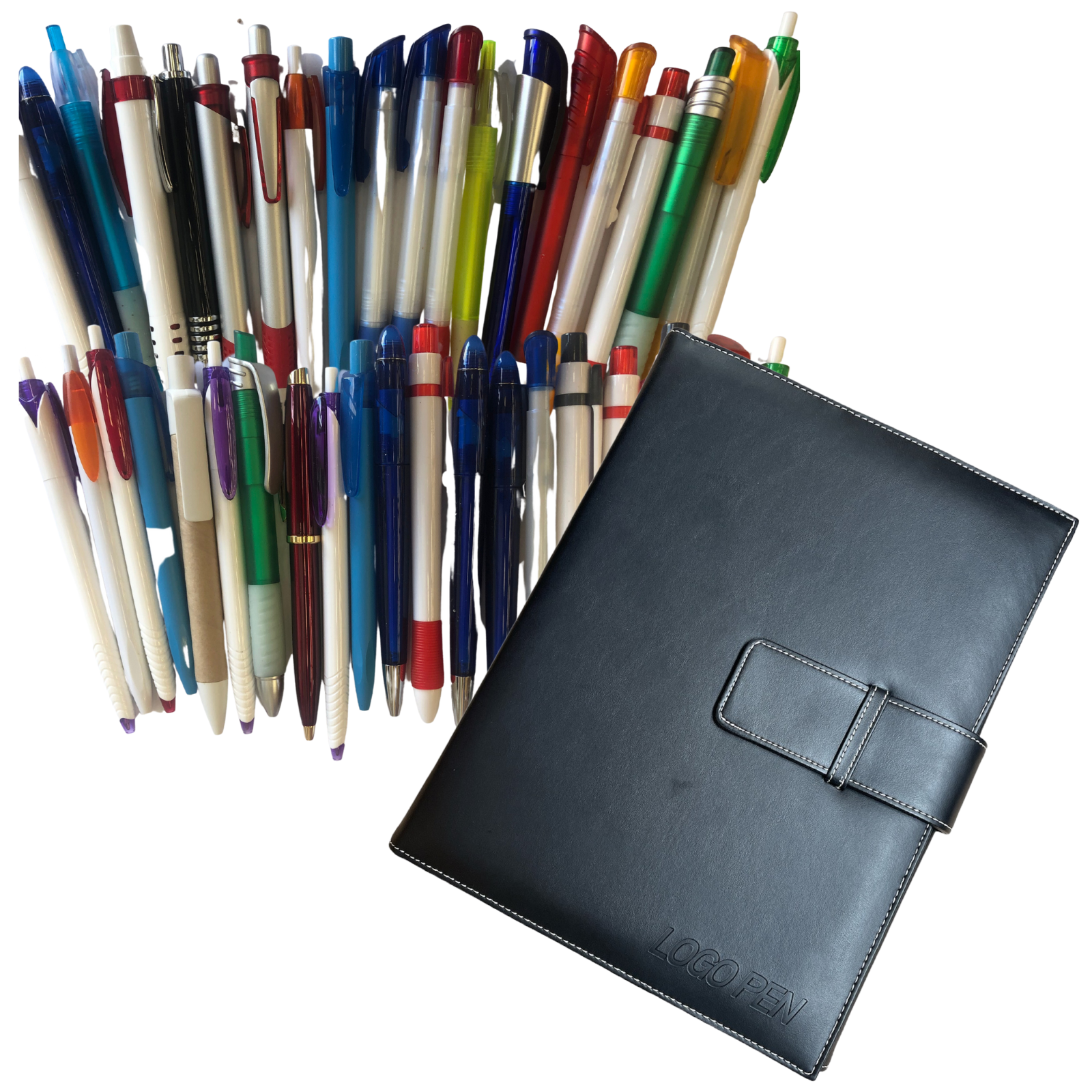 V563-ASSPENS114_ORGANIZER-173277-00 114x Ball Point Pen + Pens Holder Folder Gift School Office Business - Image 1