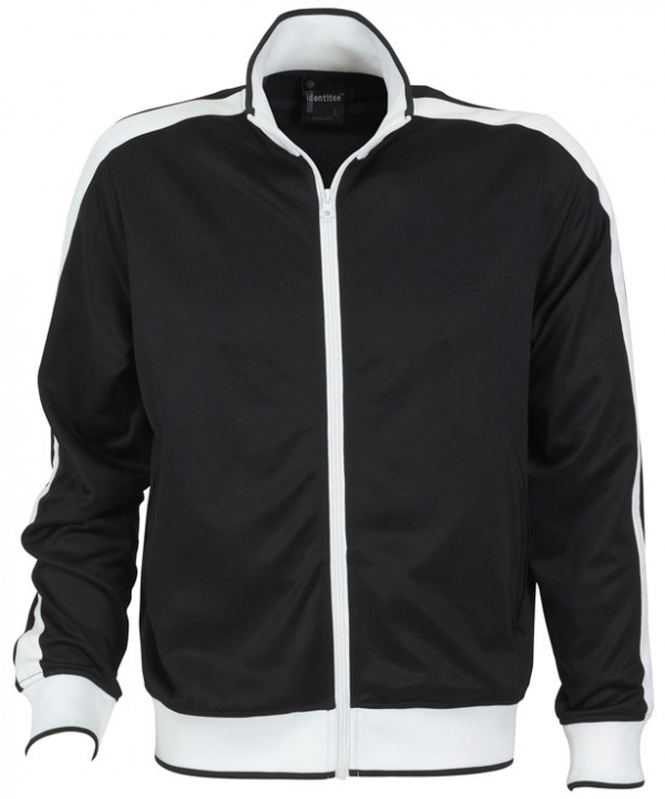 V563-B29-BKWH-XL-149491-00 Identitee Mens Varsity Track Top Jacket Tracksuit Warm Winter Jumper Long Sleeve - Black/White - XL - Image 1