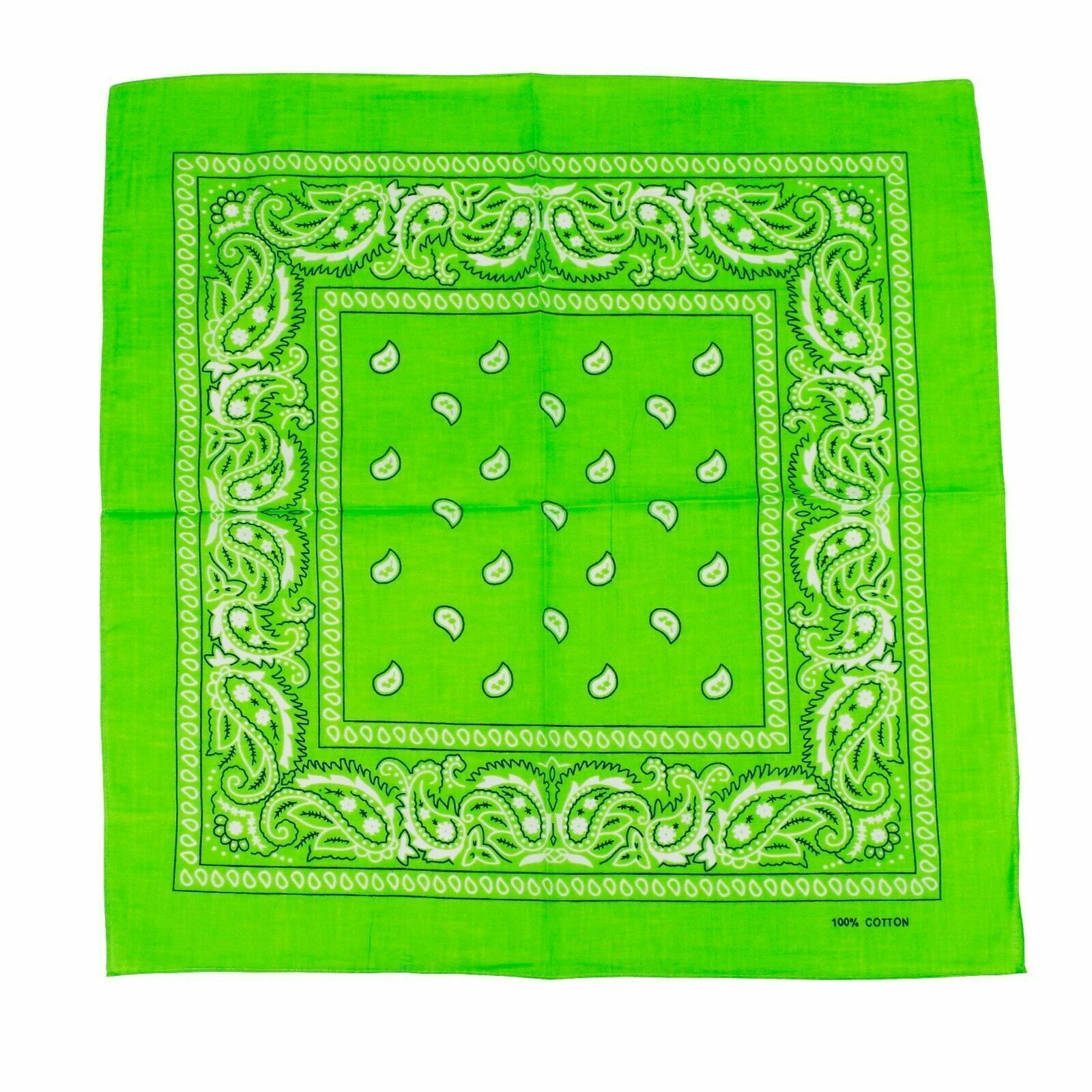 V563-BANDANA-LIGHTGRN-202503051420-00 BANDANA Paisley 100% COTTON Head Wrap Durag Bandanna Summer Biker Scarf Mask - Light Green - Image 1
