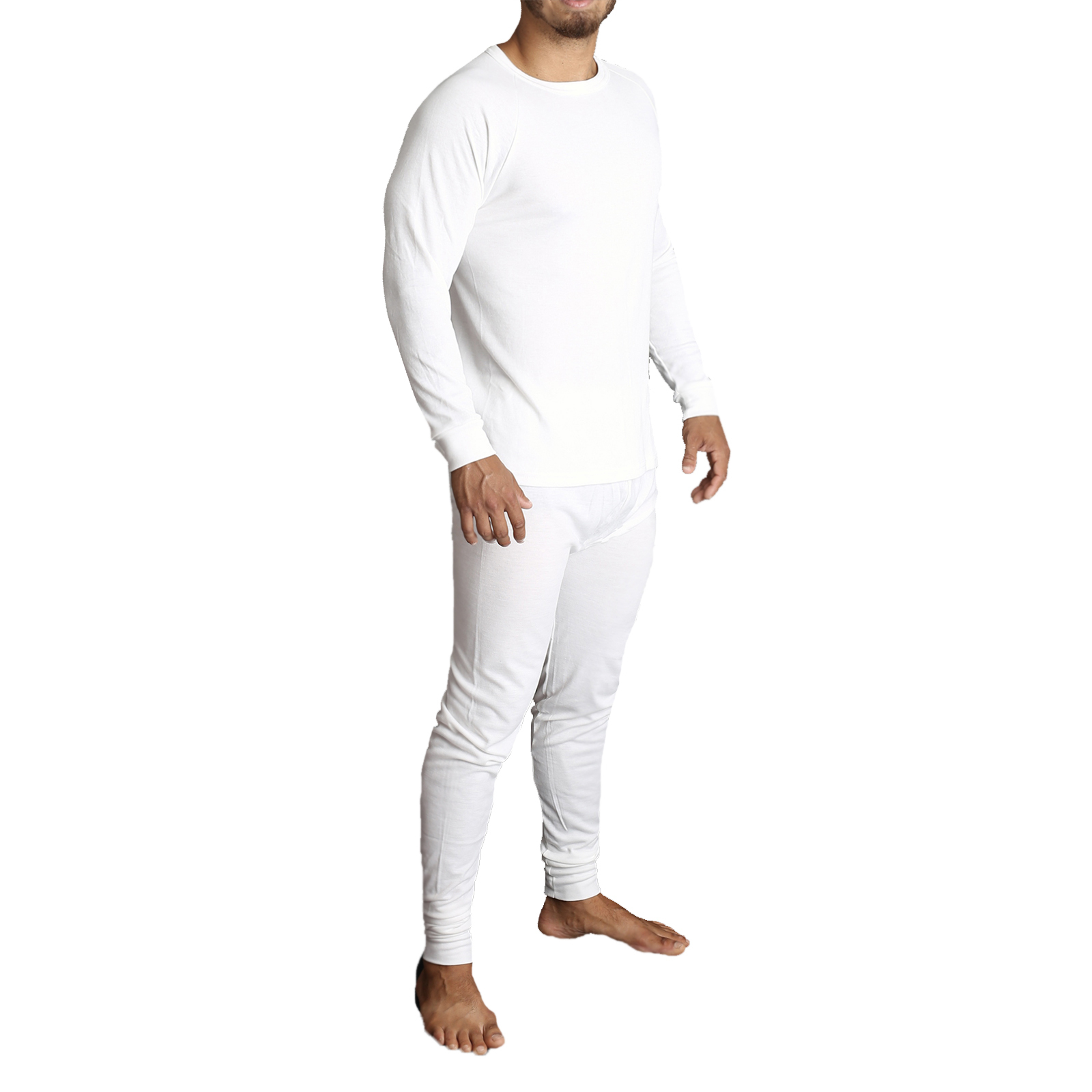 V563-BB-2PCMSET-BG-L-202503051811-00 2pcs Set Mens Merino Wool Blend Long Sleeve Thermal Top & Long Johns Pants Underwear - Beige - L - Image 1