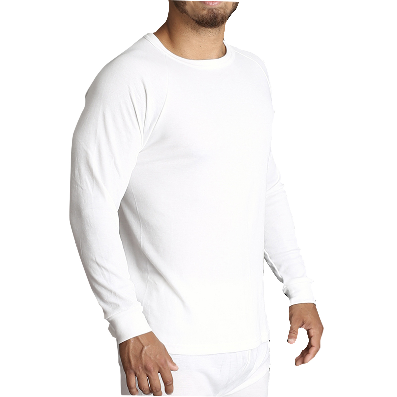 V563-BB-SI041-BG-L-202503051806-00 Mens Merino Wool Blend Long Sleeve Thermal Top Underwear Thermals Base Layer - Beige - L - Image 1