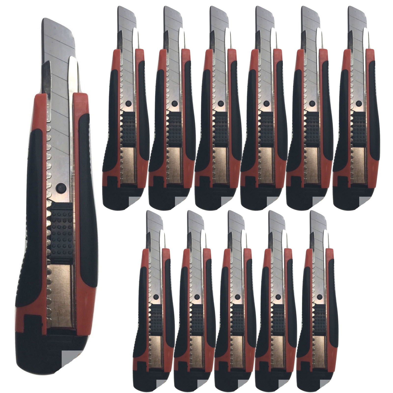 V563-BR-12BOXCUTTERS-205119-00 12x BOX CUTTERS Knife Retractable Blade Snap Off Razor 18mm Durable Opener BULK - Image 1