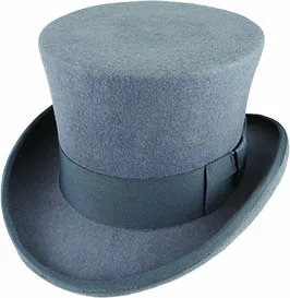 V563-BR-21180-61-GREY-202503051846-00 5.5"" Premium Mad Hatter Top Hat 100% Australian Wool Felt Magician Tuxedo Cap - Grey - 61cm - Image 1