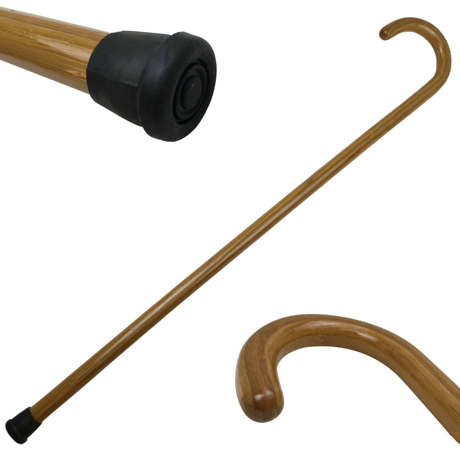 V563-BR-92WSTK-BRWN-202503030900-00 92cm WOODEN WALKING STICK Wood Cane Pole Carved Varnished Deluxe Quality Sturdy - Brown - Image 1