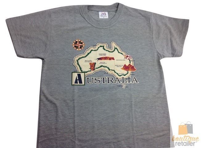 V563-BR-ADULTSHRT-GRY-L-202503051446-00 Adult T Shirt Australian Australia Day Souvenir Tee Top 100% COTTON - Grey - Large - Image 1
