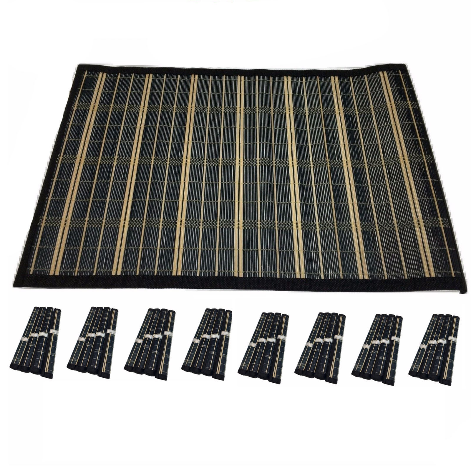 V563-BR-BAMBPLMATS-S8-173994-00 Set of 8 BAMBOO PLACEMATS Dinner Table Decor Party Natural Party 45x30cm BULK - Image 1